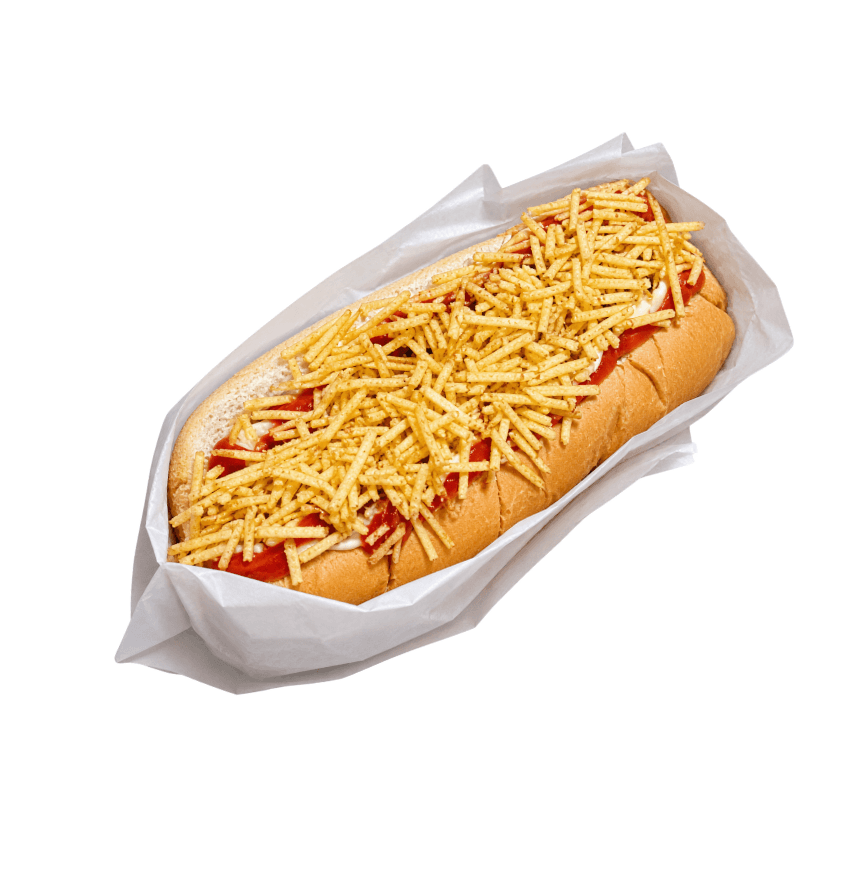 Foto real do dogão com batata crocante